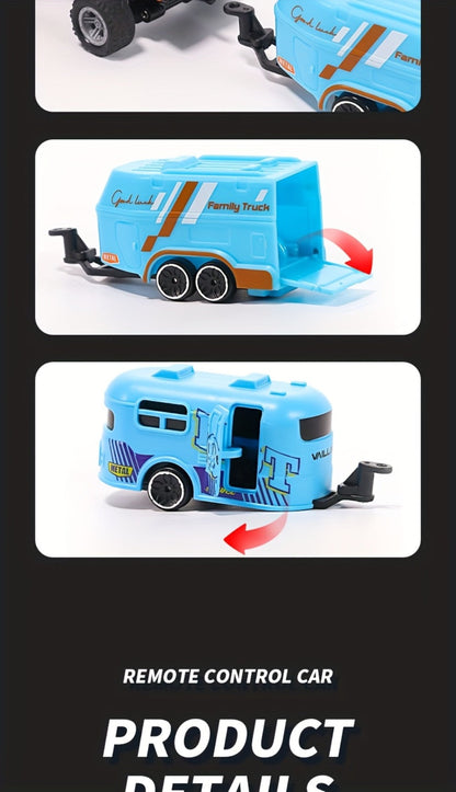 Mini RC Monster Truck 1:64 Scale with Matching Trailer, 2.4GHz Controller, LED Details and Three Color Options