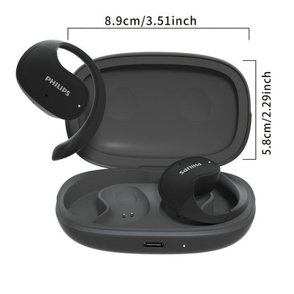 Wireless Earbuds Philips Black Stereo with Touch Volume, Noise-Cancelling Mic and Type-C Case