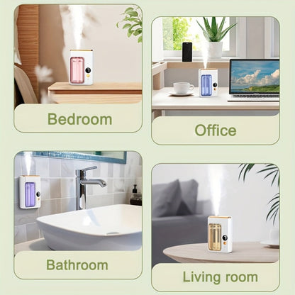 Essential Oil Aromatherapy Diffuser Set – Mini Humidifier with 7 Spray Levels, 1/4/8 Hour Timer, 5.07oz Capacity, Room Decor Scent Diffuser with Hilton, Gardenia, Ocean & Shangri-La Oils