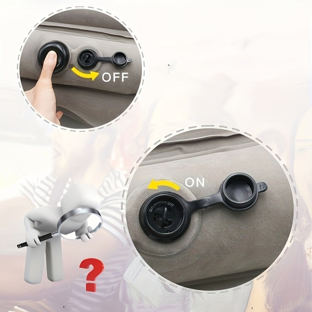 Inflatable Travel Neck Pillow Portable Air Cushion Soft Microfiber Cover Ergonomic Neck Support for Airplane Train Car Office Napping Compact Lightweight Travel Pillow Grey 15.17 Oz