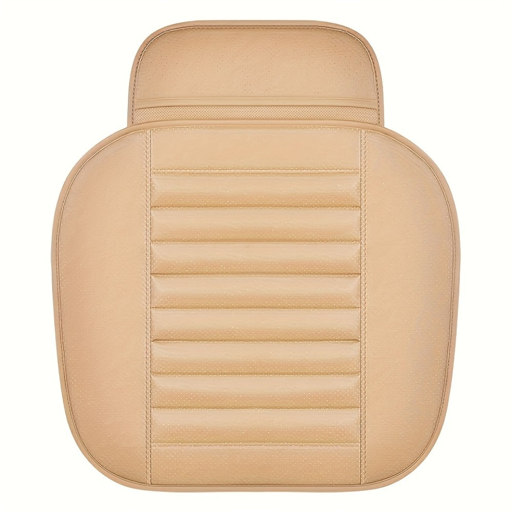 Car Seat Pads 2pcs Front – Non-Slip Rubber Base, Breathable Backless Design, Universal Fit All-Season Comfort Cushion, Black Beige Grey Car Interior Seat Cover Pad Set
