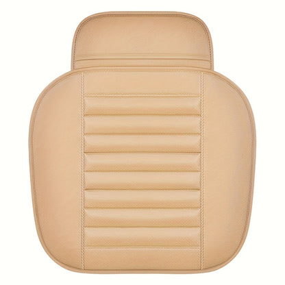 Car Seat Pads 2pcs Front – Non-Slip Rubber Base, Breathable Backless Design, Universal Fit All-Season Comfort Cushion, Black Beige Grey Car Interior Seat Cover Pad Set