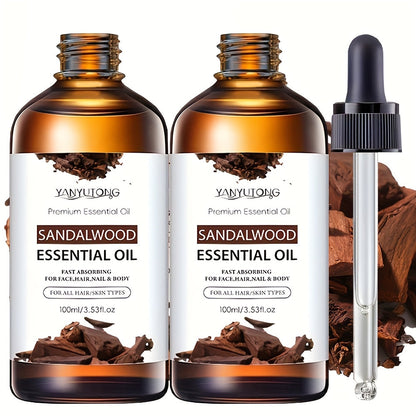 Sandalwood Essential Oil for Hair & Skin Care 30ml / 100ml / Twin Pack — Moisturizing Aromatherapy Oil for Massage, Diffuser & Shower, All Skin & Hair Types
