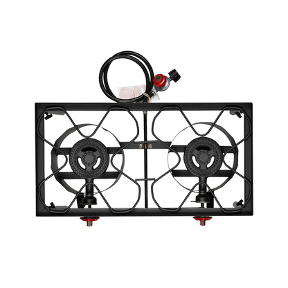 Propane Camping Stove Cast Iron 1, 2 or 3 Burner with Detachable Legs, 20 PSI High-Pressure Regulator, Heavy-Duty Outdoor Gas Cooker for Camping BBQ Survival Tactical Cooking Patio