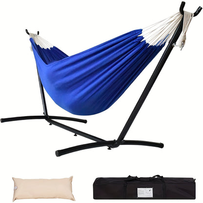 Hammock and Steel Stand Set with Pillow, Carry Case, Eight Colors and 450 lb Load-Limit Marking