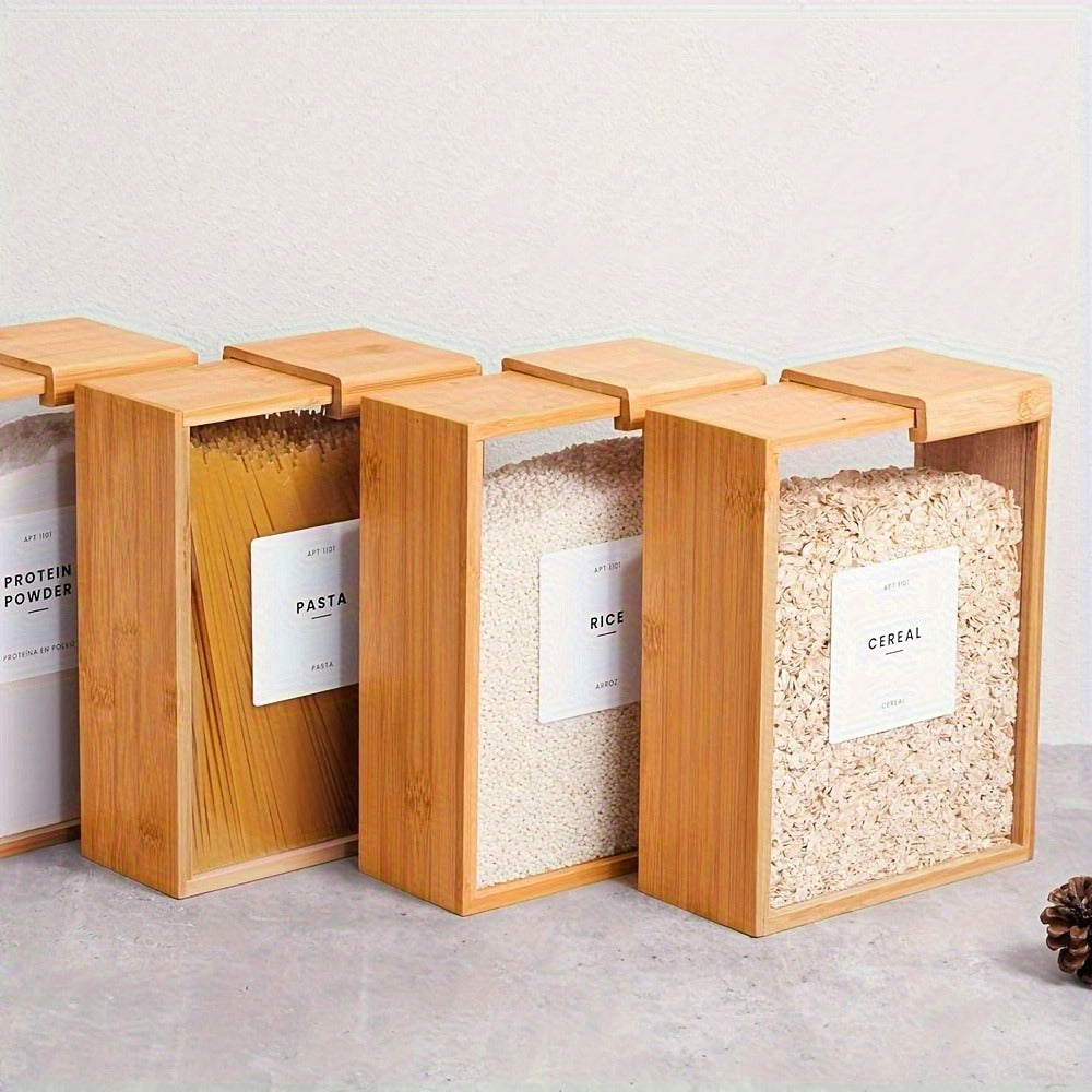 Food Storage Containers Two-Piece Bamboo Box Set with Sliding Lids and 101 oz Capacity per Container