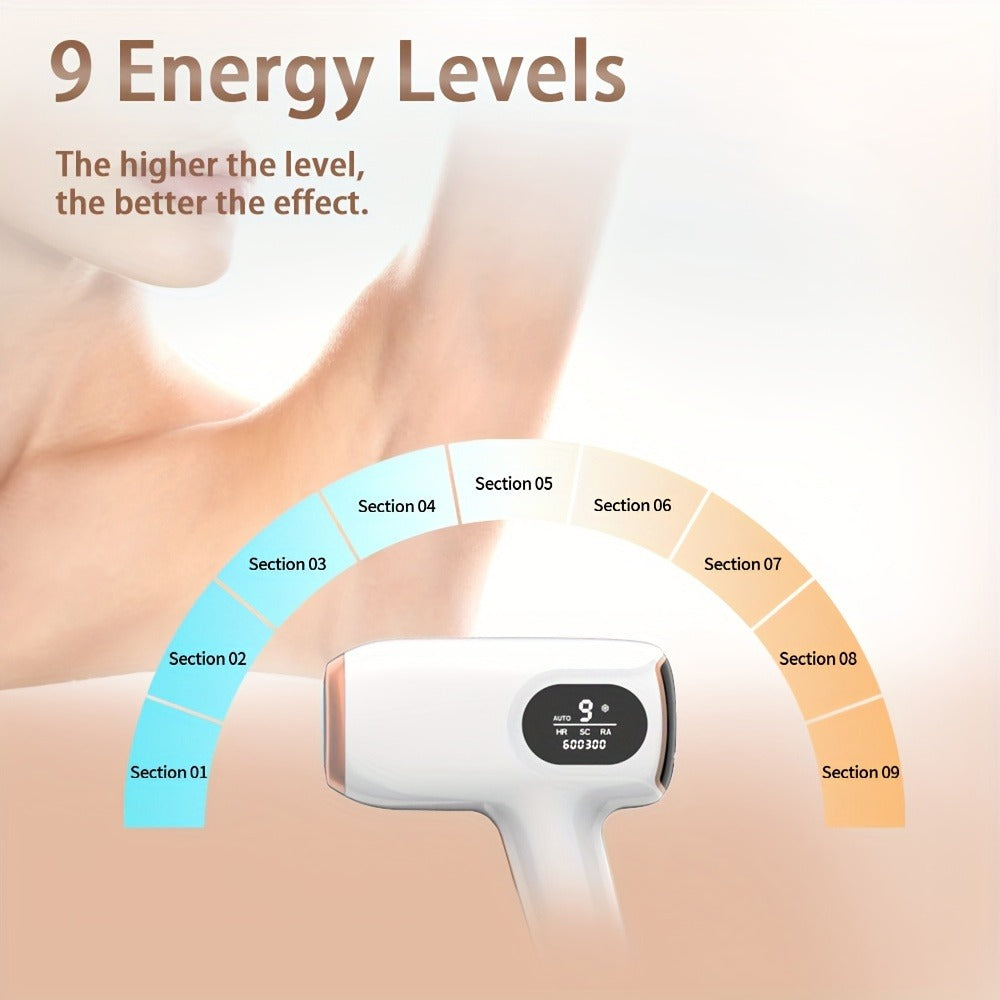 Sarisili AI01-12 IPL Hair Removal Device with Cooling Contact Area, Nine Levels and Manual or Auto Modes