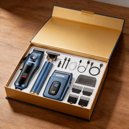 Hair Clippers & Trimmers WEEME Two- or Three-Piece Set with T-Blade, Foil Shaver, USB Charging and Color Options