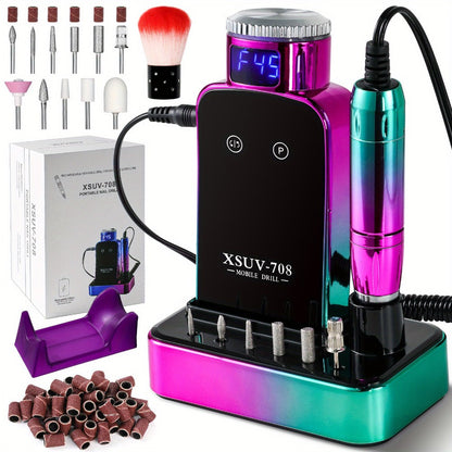 Nail Drill Machine 45000 RPM Cordless Rechargeable Electric Nail File Efile for Acrylic Gel Natural Nails – Professional Manicure Pedicure Polishing Shaping Tool for Salon & Home Use