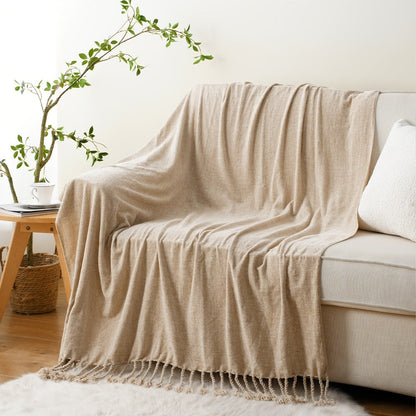 Chenille Fringe Throw Blanket – 180-200gsm Velvety Soft Decorative Throw for Sofa & Couch, Home Decor, 50”×60”, 17 Colors