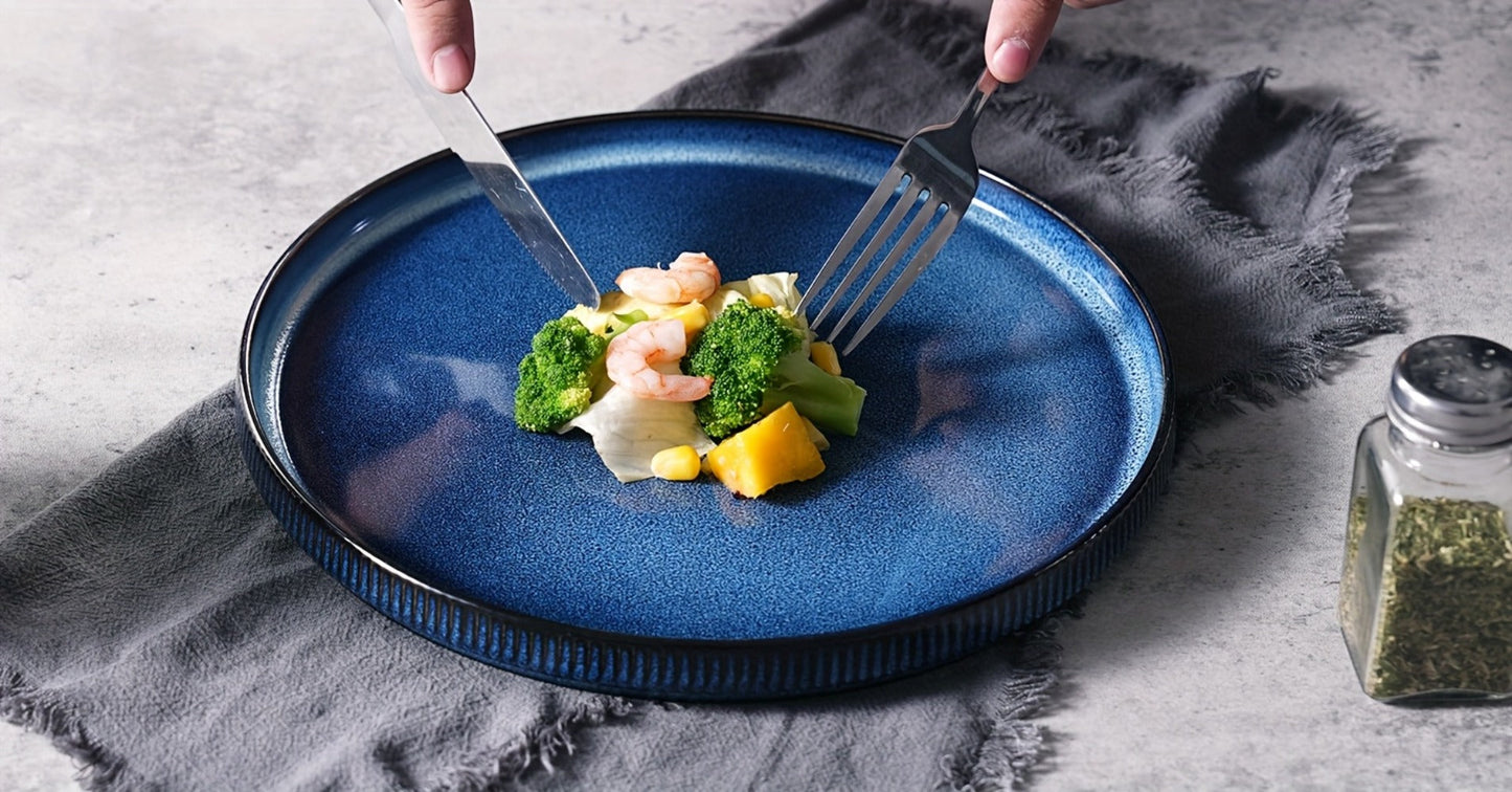 12-Piece Ribbed Dinnerware Set for Four with Dinner Plates, Salad Plates and Cereal Bowls in Two Cream Tones