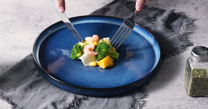 12-Piece Ribbed Dinnerware Set for Four with Dinner Plates, Salad Plates and Cereal Bowls in Two Cream Tones
