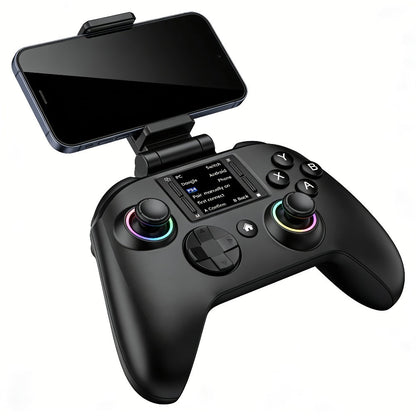 Wireless Gaming Controller Touchscreen PC PS4 Switch Android iOS - 4 Programmable Buttons Rapid Fire 6-Axis Gyroscope Dual Vibration RGB Lighting Bluetooth Gamepad for All Platforms