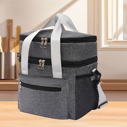 Lunch Bag with Shoulder Strap Double Pocket Portable Cooler Tote for Men Women Work School Picnic Beach in Black Grey Burgundy Blue