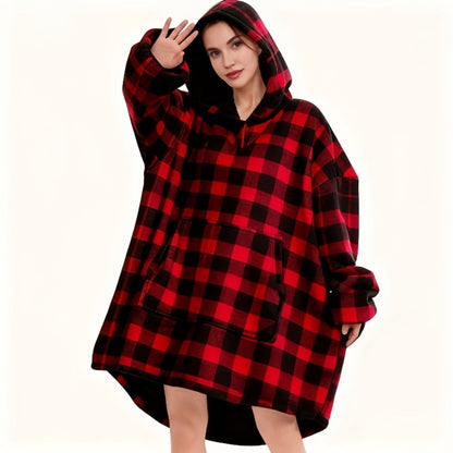 Hooded Wearable Blanket – Double-Sided Flannel Suede Hoodie Blanket for Women & Men, 500gsm Oversized Warm Cozy Sweatshirt