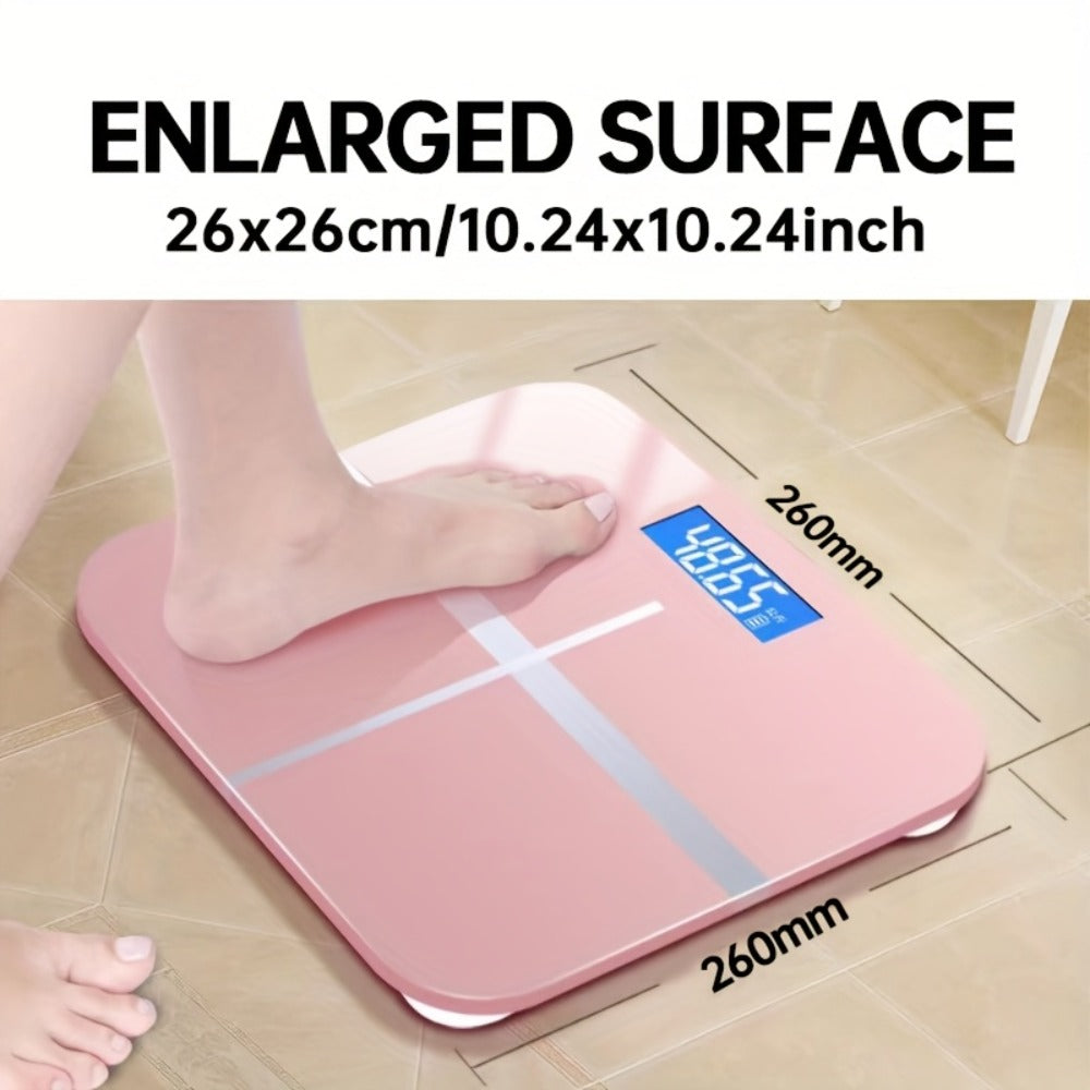 Square Digital Bathroom Scale in Black or Pink with Basic, No-Battery and USB-Charging Options