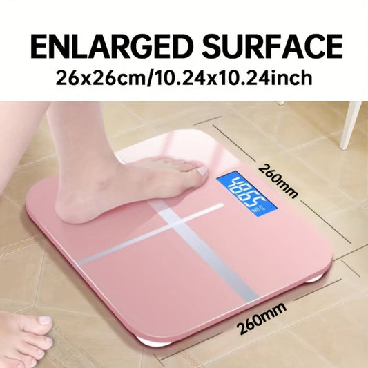 USB Rechargeable Bathroom Scale 400lb – Smart Digital Body Weight Scale, HD LCD & Fahrenheit Temperature Display, kg/lb Switch, Ultra-Wide Platform, USB Charging or Battery Powered, Black & Pink