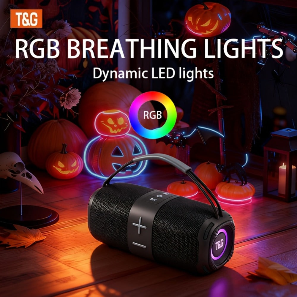 TG668 IPX4 Waterproof Portable Bluetooth Speaker with Color LED Breathing Light – High Power Outdoor Wireless Speaker, TWS Stereo, FM Radio, USB/TF, AUX, Connects Phone Tablet TV, Holiday Gift