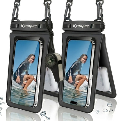 RYNAPC 2-Pack Waterproof Phone Pouch with Lanyard IPX8 Dry Bag for iPhone 16 15 14 Pro Max 6.7 Inch – Double-Layer Shockproof Sandproof Case for Swimming Boating Kayaking Beach