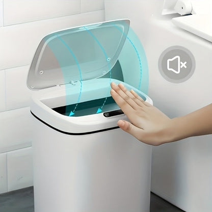 Motion-Activated Touchless Trash Can with Lid – Smart Sensor Waste Bin for Kitchen, Bathroom, Office & Home, Minimalist Rectangular Design, Battery Powered, 3-4 Gallon