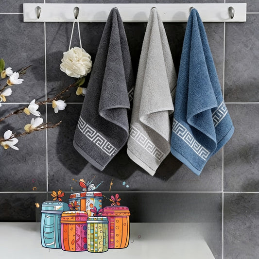 Bath Towels Set of 3 400GSM Microfiber Towels with Coastal Pattern for Bathroom and Spa for Home and Guest Use