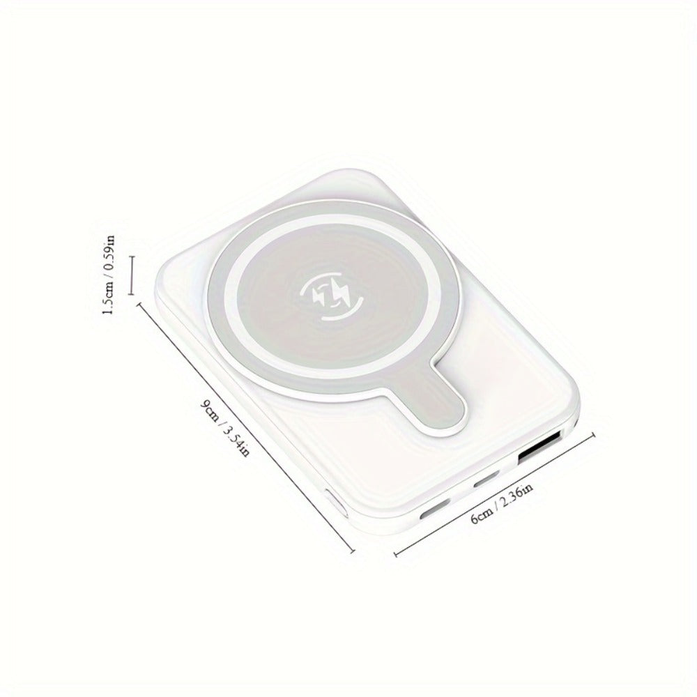 Slim Magnetic Wireless Power Bank in Black, Green, Pink, White or Purple with Included USB-C Cable