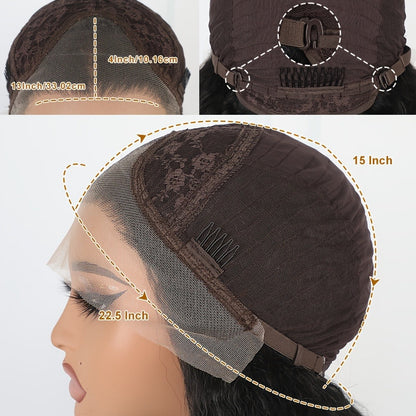 Synthetic Wig 26-Inch Black Kinky-Straight Yaki with HD Lace Front, Glueless Cap and 160°C Fiber