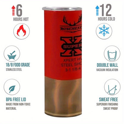 Hunting Tumbler 20oz Antler Bullet Graphic Stainless Steel Insulated Cup with Lid & Straw Travel Coffee Mug Hot Cold Drinks Gift for Men Birthday Father's Day