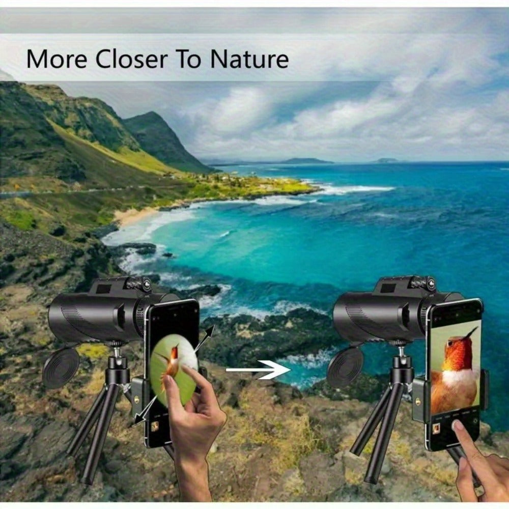 10x42 Monocular Telescope with Smartphone Adapter, Tripod and Black or Green Checkout Options