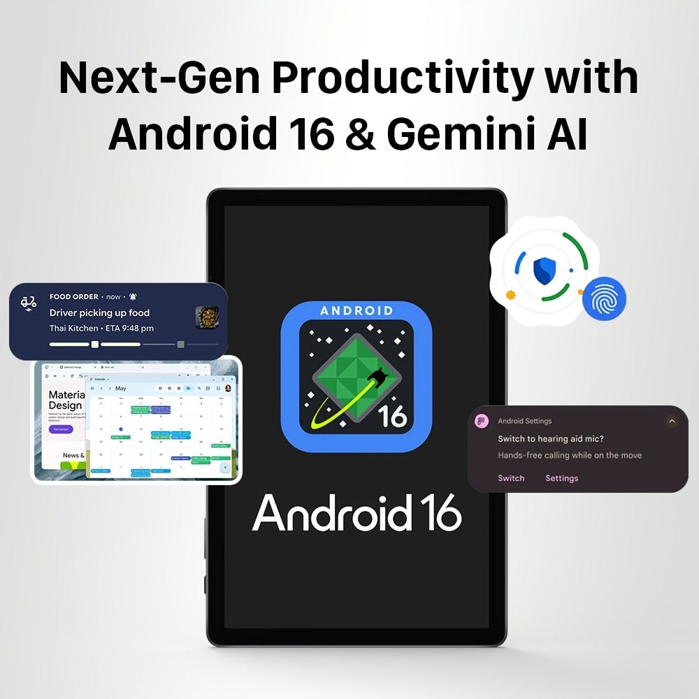 11 Inch Android 15 Business Tablet WiFi 6 – Gemini AI, Octa-Core, 4GB/8GB RAM 64GB/128GB ROM, Dual Camera, Stereo Speakers, USB OTG, Ad-Free, Long Battery, 2026 Model Grey
