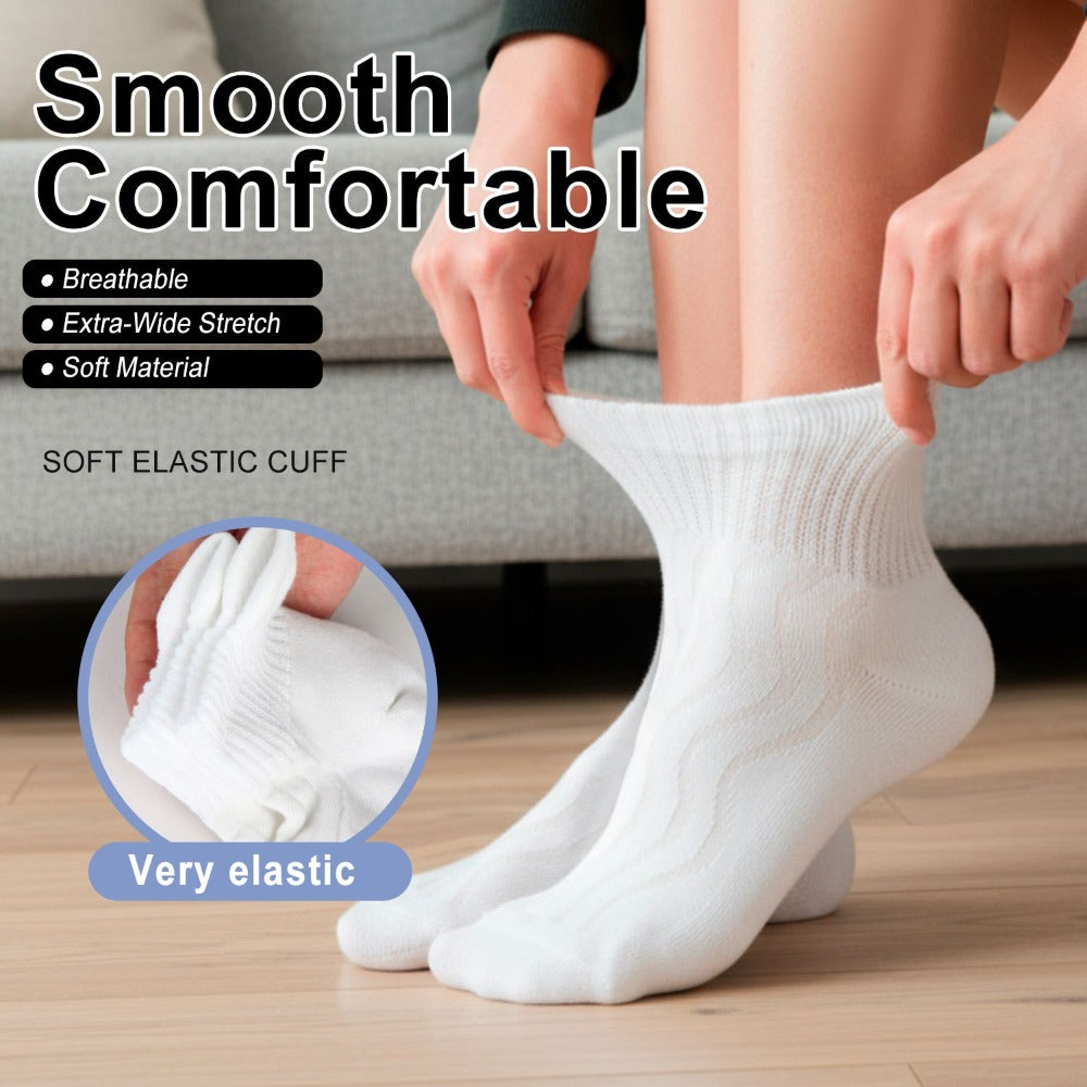 12-Pair Extra-Wide Ankle Sock Set in Black or Black-and-White with US 9-11 and 10-13 Sizes