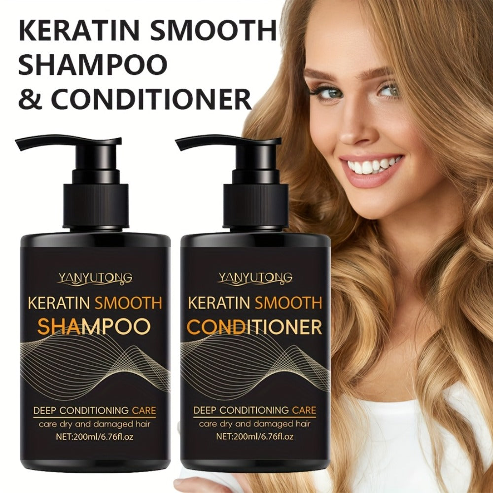 Keratin Smooth Shampoo and Conditioner in 200mL Pump Bottles with Duo, Shampoo-Only or Conditioner-Only Options
