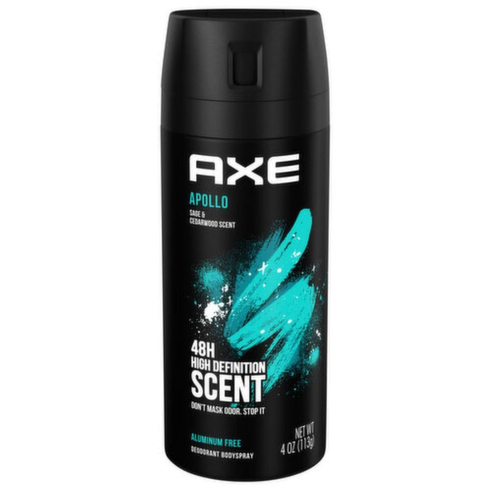 AXE Apollo Body Spray Deodorant Men Aluminum Free Long-Lasting Odor Protection Sage Cedarwood Scent 4oz 3 Count Pack Fresh Masculine Fragrance Daily Use