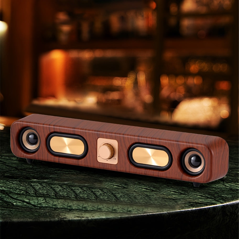 Classic Vintage 10W Bluetooth Desktop Soundbar with Dual 2-Inch Speakers, USB & 3.5mm AUX & TF Card Input, Wireless Computer Speaker for PC Monitor Laptop Home Office