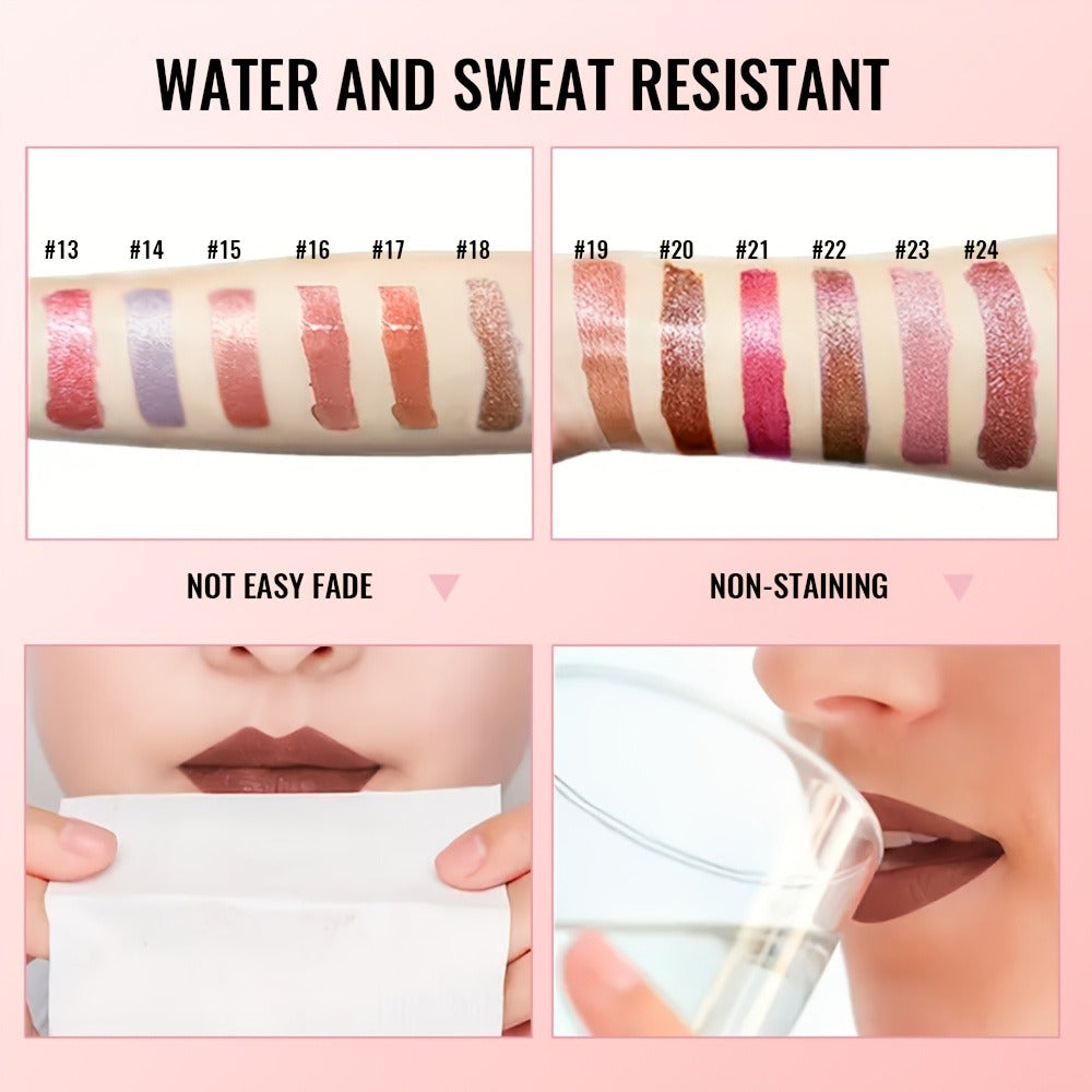 Metallic Shimmer Lip Gloss with Wand Applicator and Eleven Numbered Shade Options from 13 to 24
