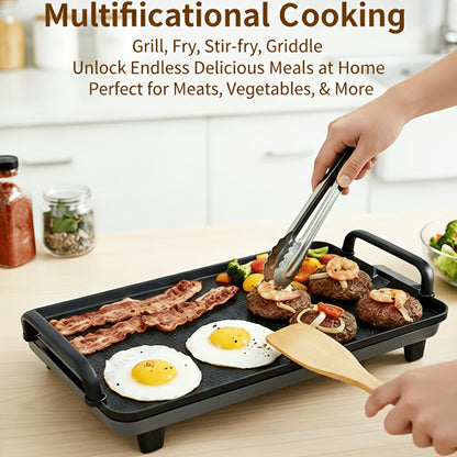Rectangular Electric Griddle in 15.35 x 8.66 or 22.83 x 10.24 Inches with End Handles and Drip Area