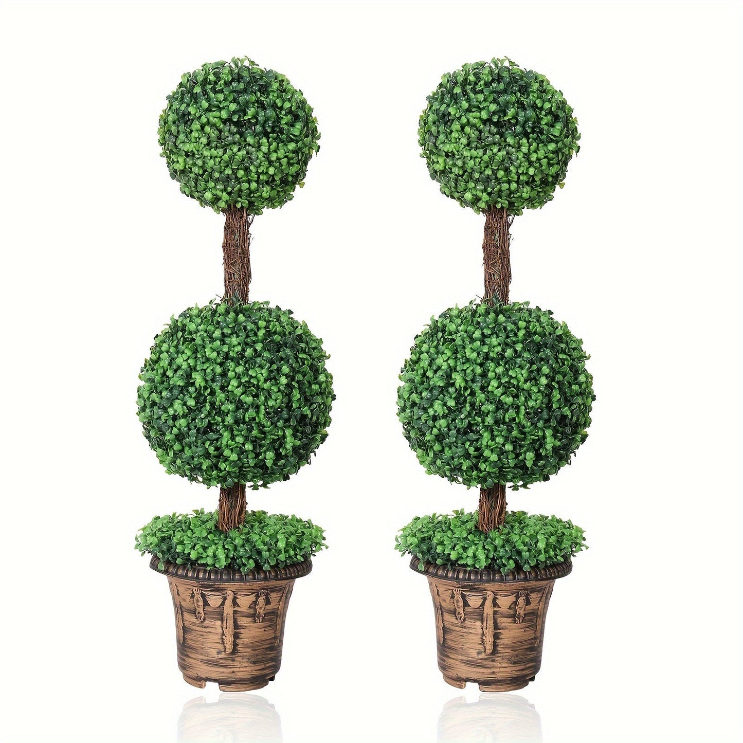 Two-Piece Artificial Boxwood Topiary Tree Set in 3-Foot Two-Ball or 4-Foot Three-Ball Designs