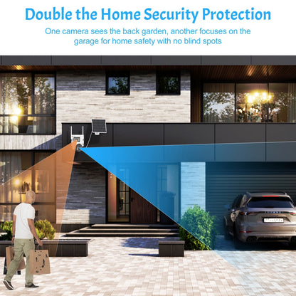 Dual-Lens Solar WiFi Security Camera with Pan-Tilt View, PIR Motion, Spotlight, Siren and Two-Way Audio