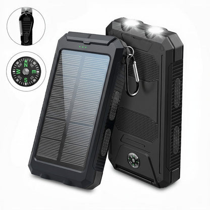 Solar Power Bank 20000mAh 40000mAh Portable Charger with Dual USB LED Flashlight & Compass - Waterproof External Battery Pack for Camping Hiking Outdoor Emergency, Compatible with iPhone Android Samsung