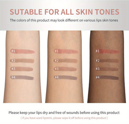 Four-Color Two-in-One Lip Stain Pen Set with Liner Tip and Matte Finish for Daily Makeup Looks
