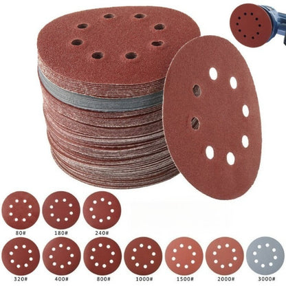 Ninety-Four-Piece 5-Inch Eight-Hole Hook-and-Loop Sanding Disc Set with Ten Assorted Grit Levels