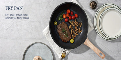 Pots and Pans Set 12-Piece Non-Stick Kitchen Cookware – Complete Cooking Set with Frying Pan | Durable Even-Heating Non-Stick Coating | Available in Black & White | Home Kitchen Essentials