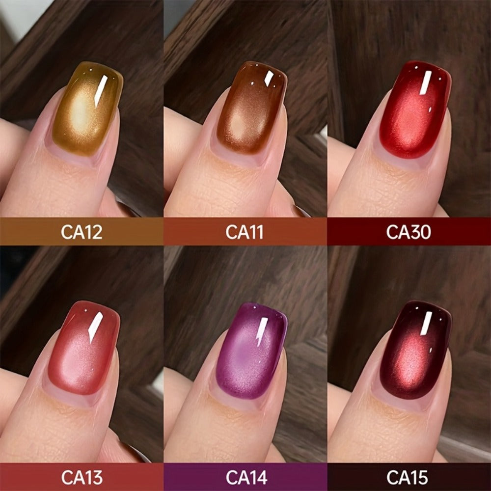 15ml CA14 Cat Eye Gel Polish in Plum Bordeaux with Magnetic Color Effect and UV/LED Lamp Curing Label