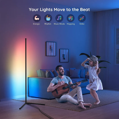 56-Inch RGB Corner Floor Lamp in One- or Two-Piece Options with Remote, App and Button Controls