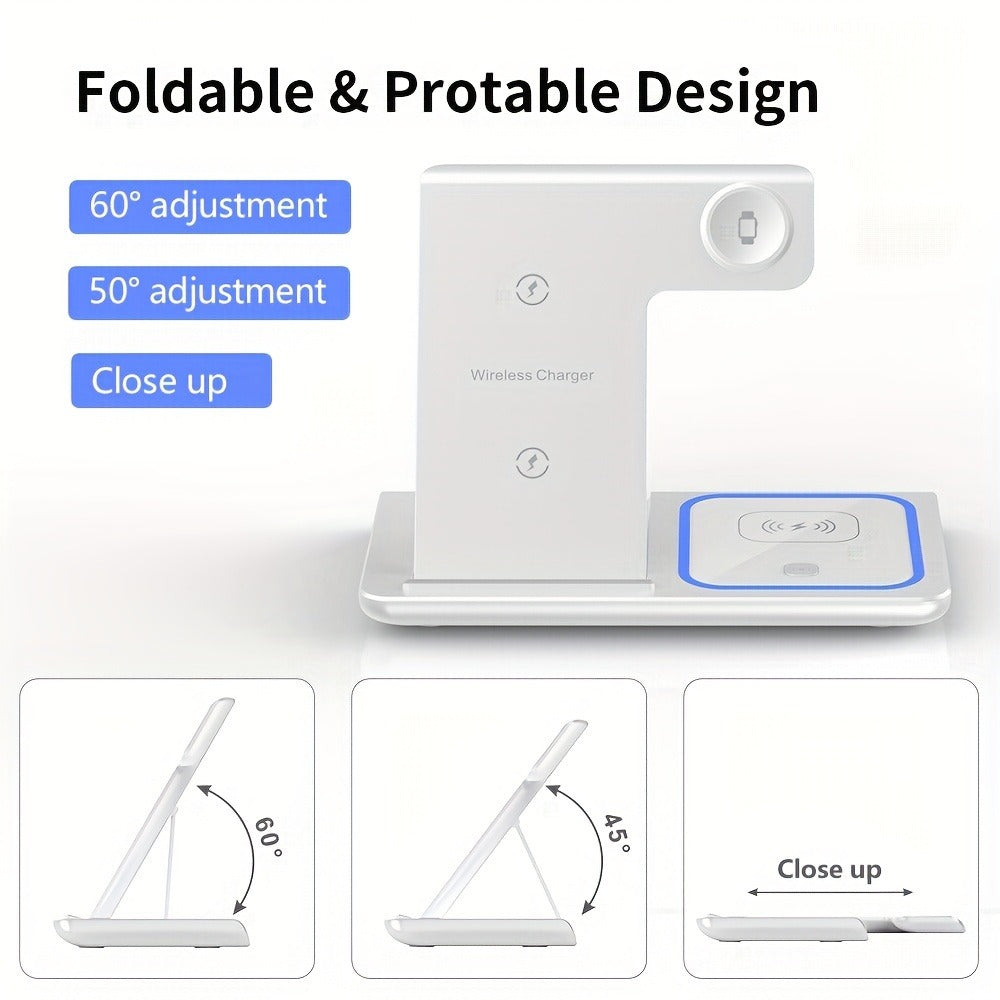 Wireless Charging Station, 3-in-1 15W MagSafe-Compatible Stand for iPhone, Apple Watch and AirPods in Three Colors