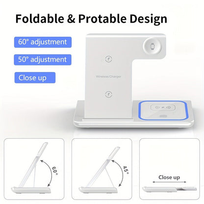 Wireless Charging Station, 3-in-1 15W MagSafe-Compatible Stand for iPhone, Apple Watch and AirPods in Three Colors