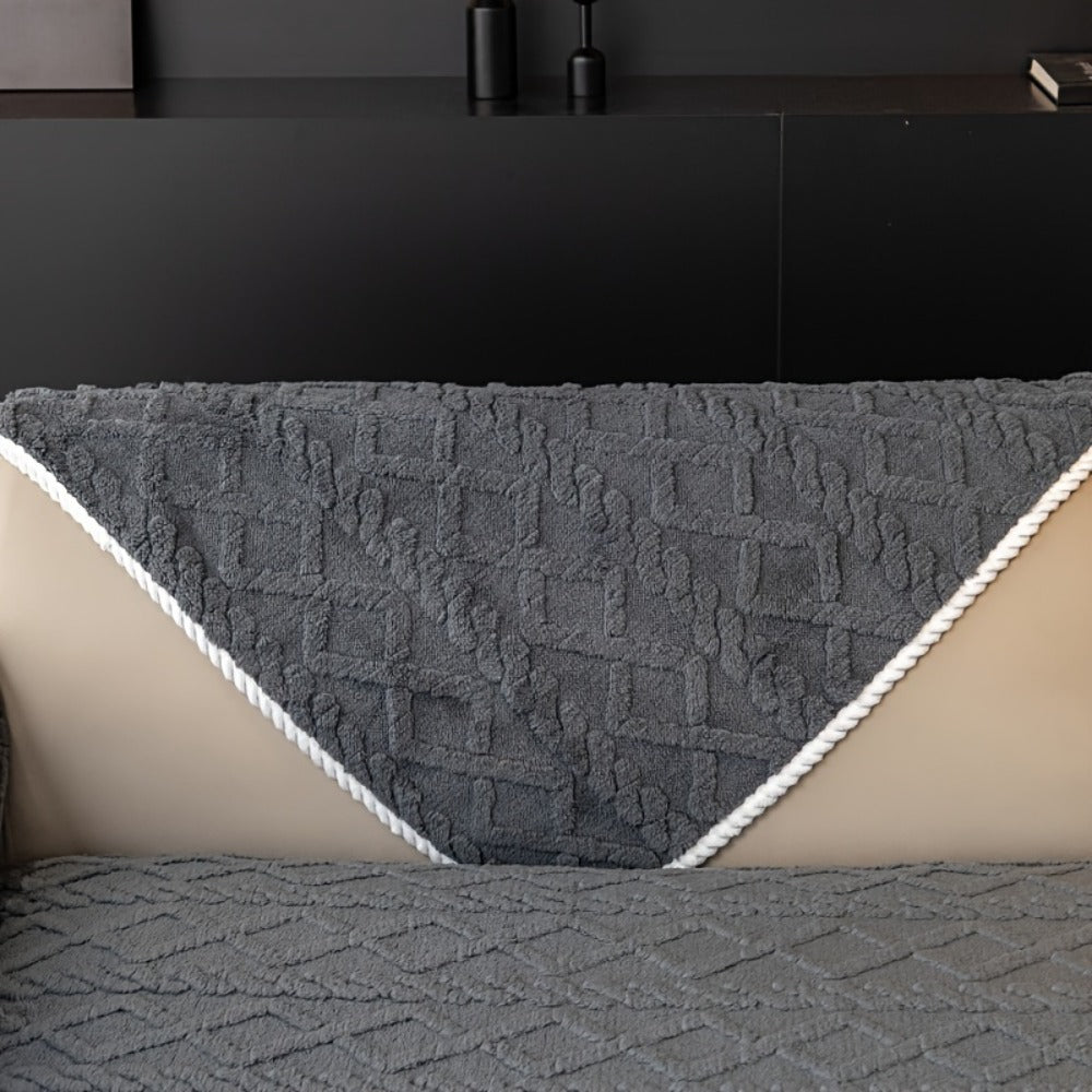 Sofa Cover Plush-Texture Modular Panels for Single to 4 Seats, Backrest, Armrest or Throw Pillow