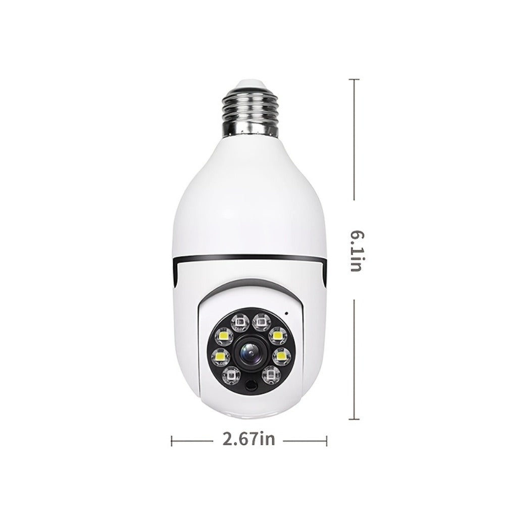 3MP Bulb Security Camera 360° Panoramic WiFi Indoor Surveillance, Dual Band 5GHz & 2.4GHz, Night Vision, Two-Way Audio, App Control – Screw-In Home Garage Pet Baby Nanny Monitor Camera