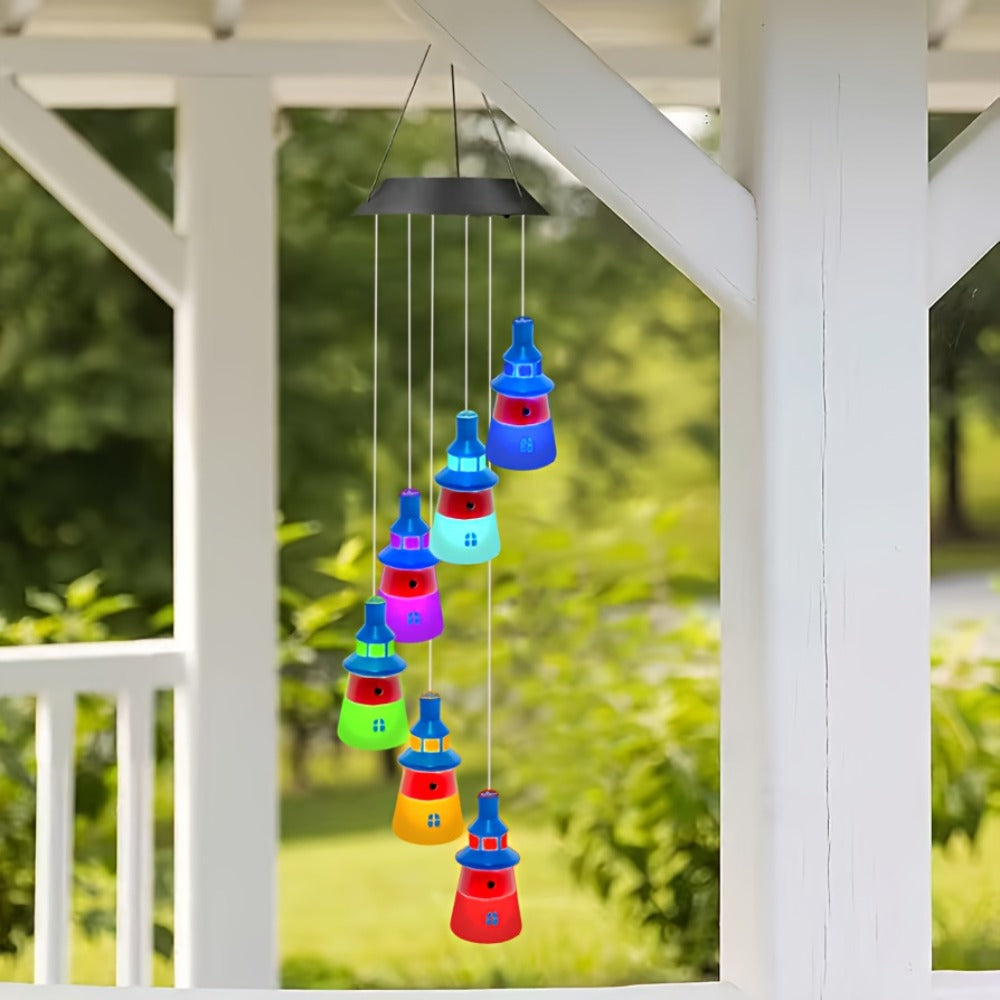 Solar Hanging Lighthouse Light RGB Color Changing – Outdoor Rainbow Solar Lantern for Garden, Patio, Festival & Holiday Decoration, Waterproof Hanging Solar Garden Light