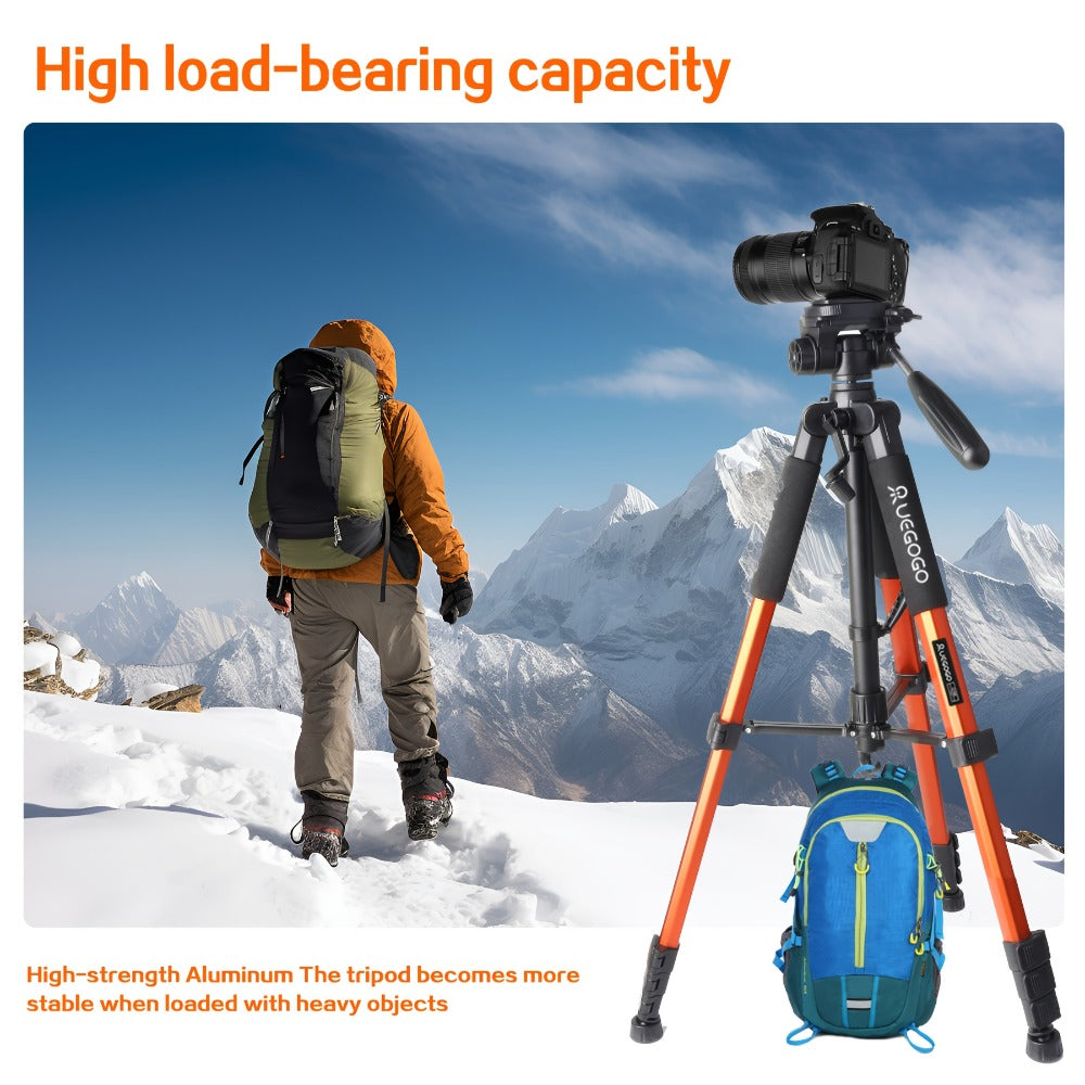 74-Inch Heavy-Duty Camera Tripod with Phone Holder Quick Release Plate & Carry Bag Professional DSLR Video Stand for Canon Nikon Sony Compatible with Cell Phones Projector Travel Tripod